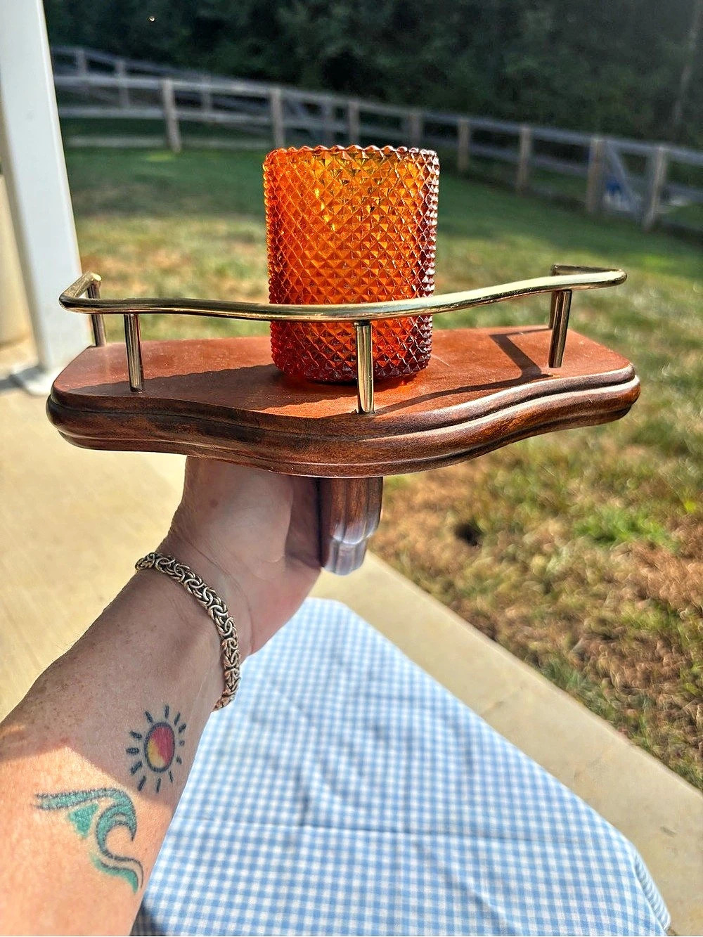 Vintage Wood shelf with candle holder